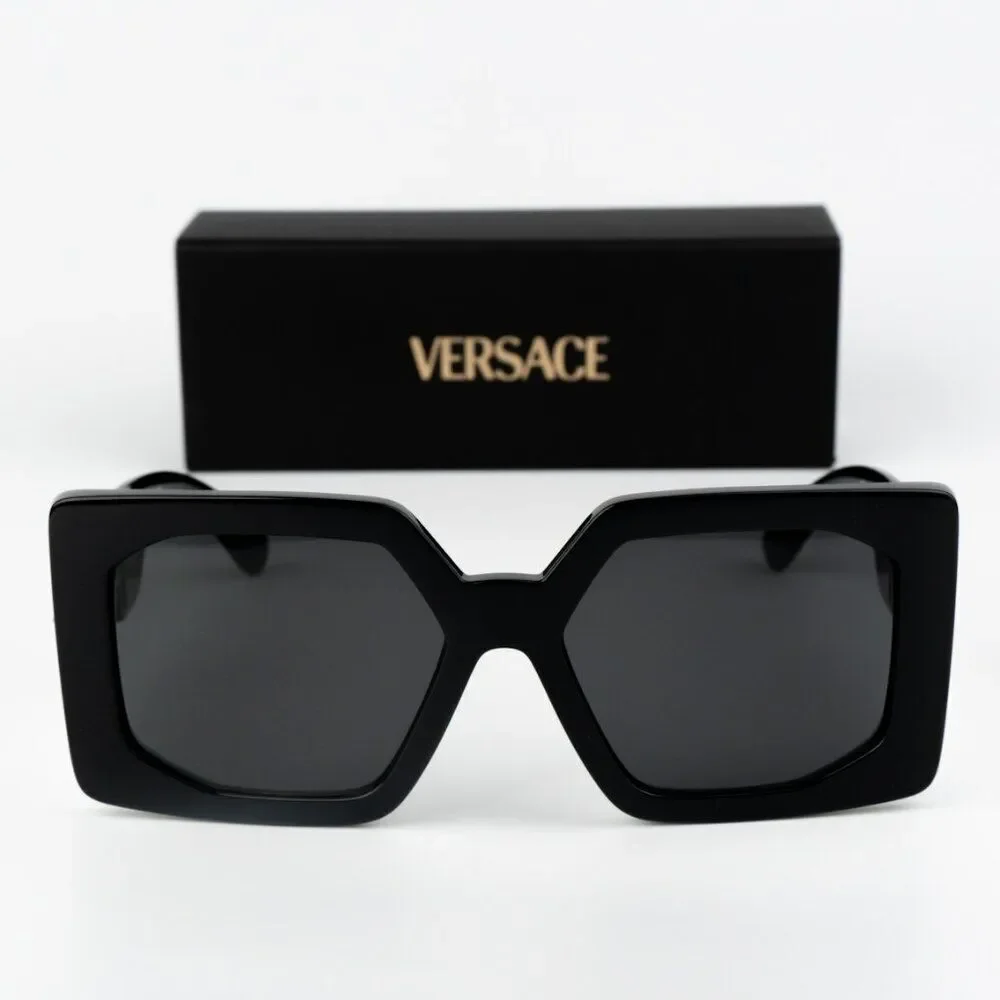 NEW Versace VE4478U GB1/87 Black Dark Grey Square Women Sunglasses